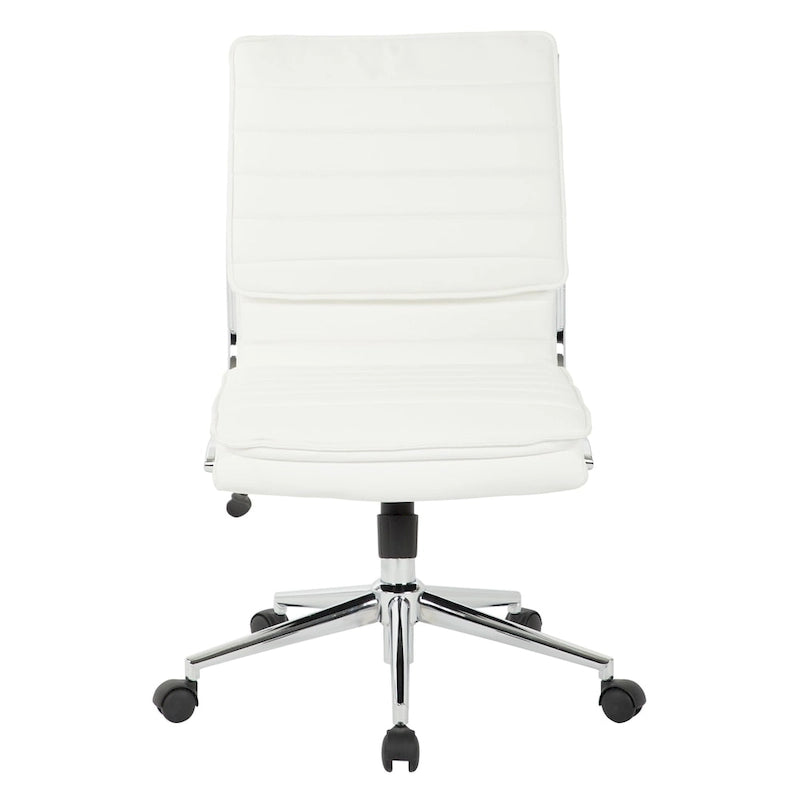 Armless Mid Back Professional Managers Faux Leather Chair with Chrome Base