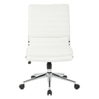 Armless Mid Back Professional Managers Faux Leather Chair with Chrome Base