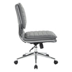 Armless Mid Back Professional Managers Faux Leather Chair with Chrome Base