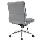 Armless Mid Back Professional Managers Faux Leather Chair with Chrome Base