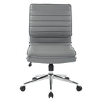 Armless Mid Back Professional Managers Faux Leather Chair with Chrome Base