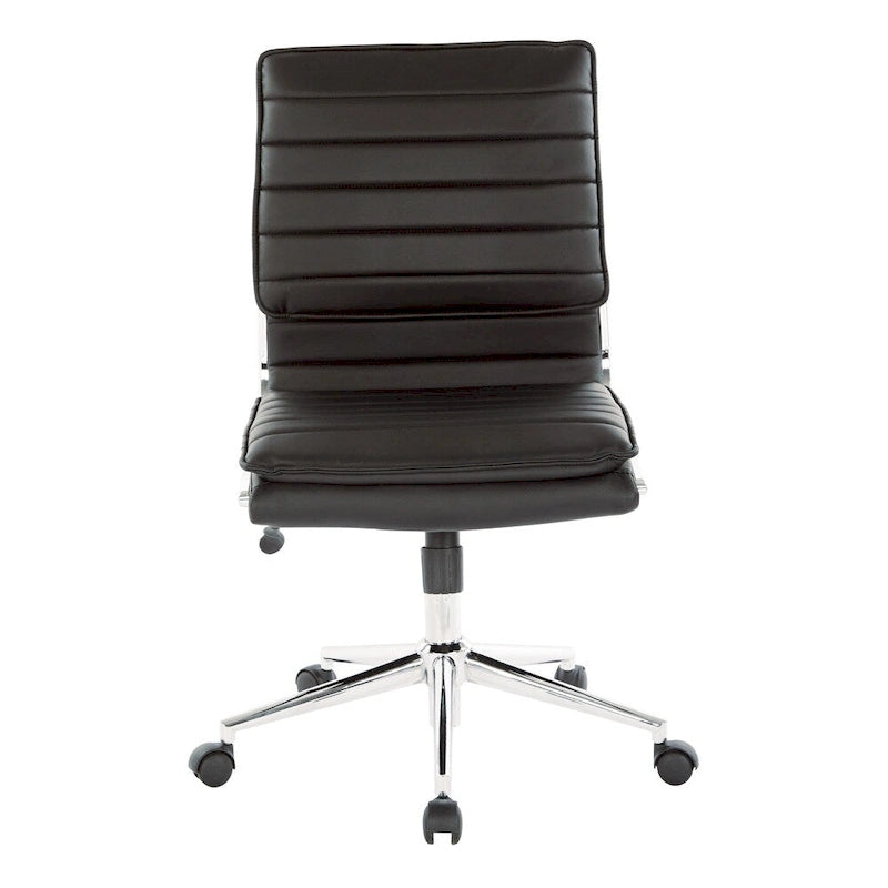 Armless Mid Back Professional Managers Faux Leather Chair with Chrome Base