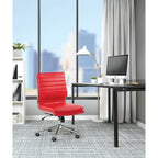 Armless Mid Back Professional Managers Faux Leather Chair with Chrome Base