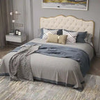 Elegant Platform Bed,Buckle Shaped Backrest,With Four Storage Drawer