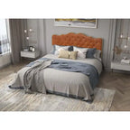 Elegant Platform Bed,Buckle Shaped Backrest,With Four Storage Drawer
