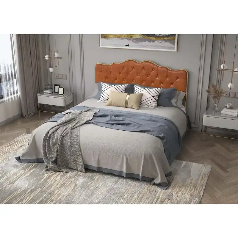 Elegant Platform Bed,Buckle Shaped Backrest,With Four Storage Drawer