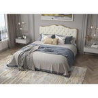 Elegant Platform Bed,Buckle Shaped Backrest,With Four Storage Drawer