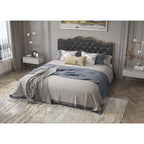 Elegant Platform Bed,Buckle Shaped Backrest,With Four Storage Drawer