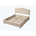 Elegant Platform Bed,Buckle Shaped Backrest,With Four Storage Drawer