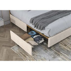 Elegant Platform Bed,Buckle Shaped Backrest,With Four Storage Drawer
