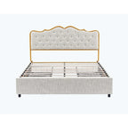 Elegant Platform Bed,Buckle Shaped Backrest,With Four Storage Drawer