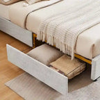 Elegant Platform Bed,Buckle Shaped Backrest,With Four Storage Drawer