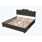 Elegant Platform Bed,Buckle Shaped Backrest,With Four Storage Drawer