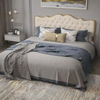 Elegant Platform Bed,Buckle Shaped Backrest,With Four Storage Drawer