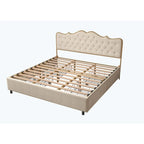 Elegant Platform Bed,Buckle Shaped Backrest,With Four Storage Drawer