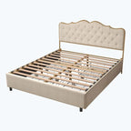 Elegant Platform Bed,Buckle Shaped Backrest,With Four Storage Drawer