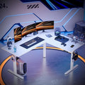 63 L Shaped Standing Desk Corner Desk LED Gaming Desk with Ergonomic Monitor Stand