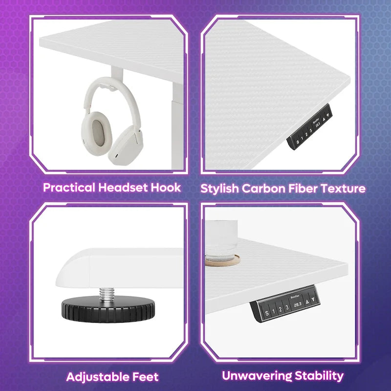 63 L Shaped Standing Desk Corner Desk LED Gaming Desk with Ergonomic Monitor Stand