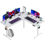 63 L Shaped Standing Desk Corner Desk LED Gaming Desk with Ergonomic Monitor Stand