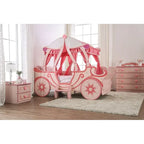 Wooden Carriage Bed in Pink