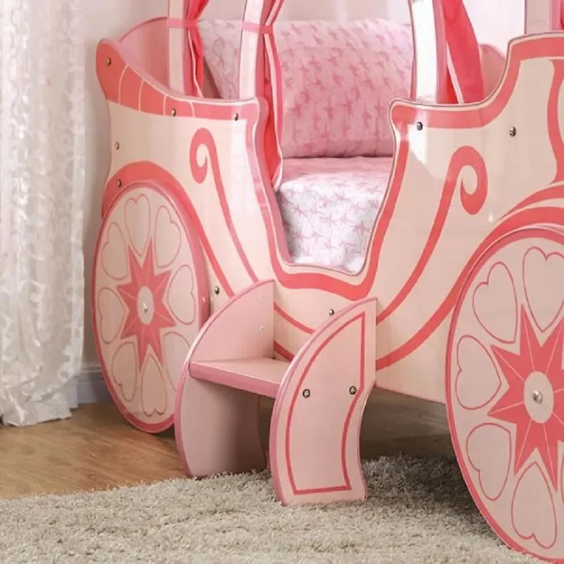 Wooden Carriage Bed in Pink