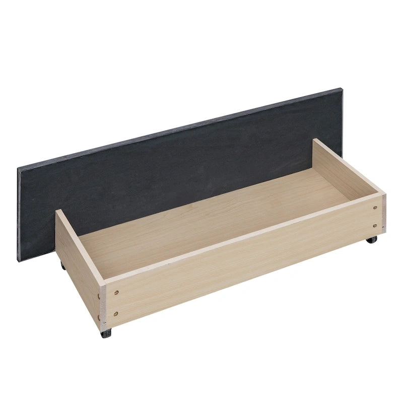 Upholstered Platform Bed with Stud Trim Headboard and Footboard