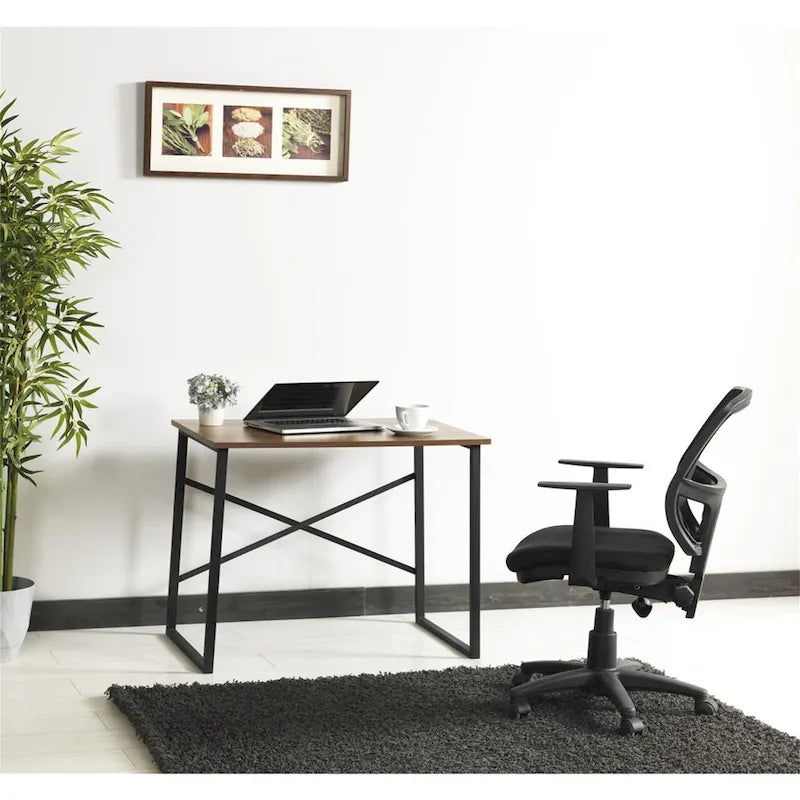 35 Inch Rectangular Computer Desk Modern Writing Desk with Metal Frame Study Desk Workstation for Living Room, Bedroom,Office