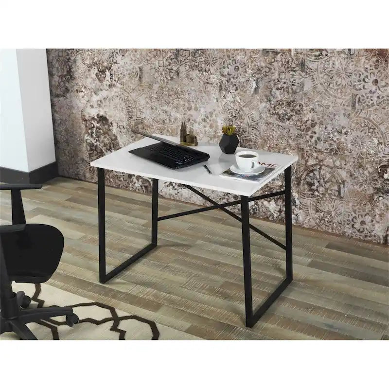 35 Inch Rectangular Computer Desk Modern Writing Desk with Metal Frame Study Desk Workstation for Living Room, Bedroom,Office