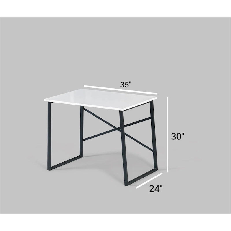 35 Inch Rectangular Computer Desk Modern Writing Desk with Metal Frame Study Desk Workstation for Living Room, Bedroom,Office