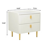 Modern Luxury 2-drawer Faux Leather Bedroom Nightstand