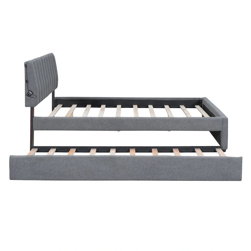 Upholstered Platform Bed with Trundle