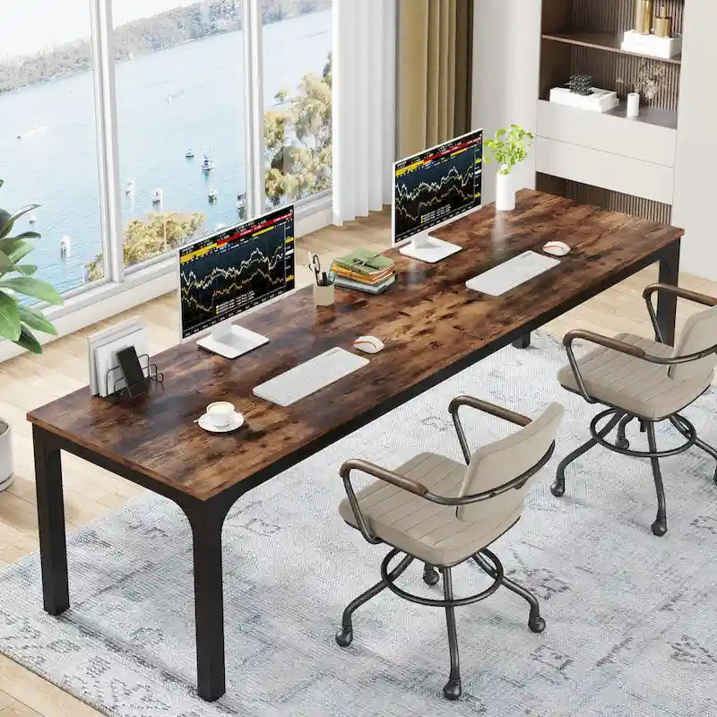 78.7 Inches Extra Long Computer Desk 2 Person Desk Large Writing Desk