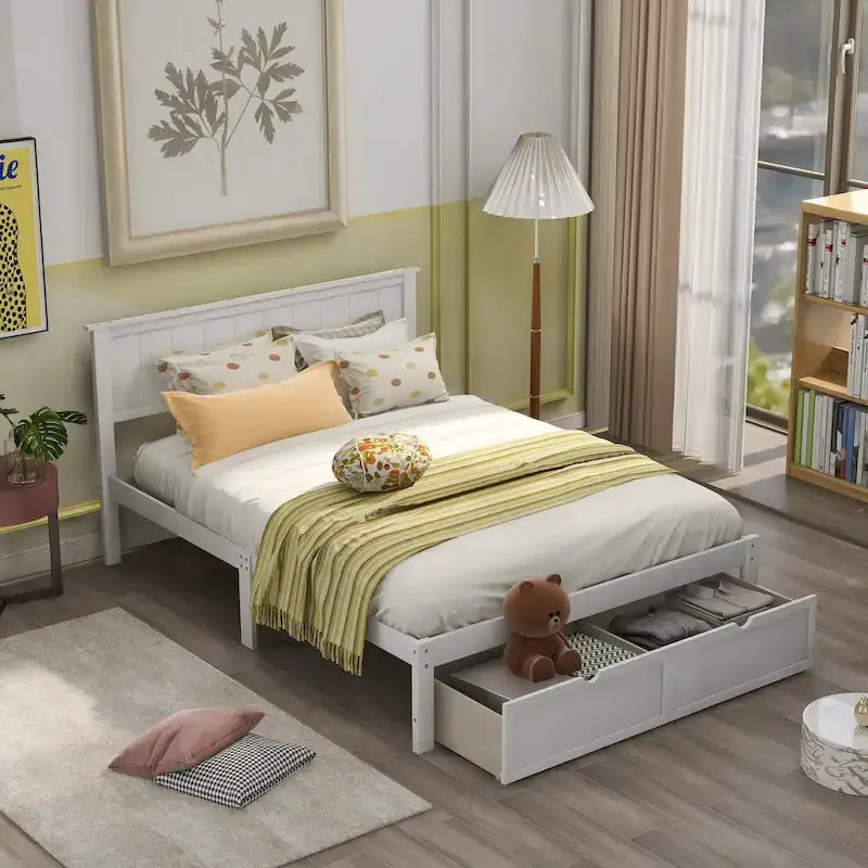 Full Size Platform Bed with Drawers