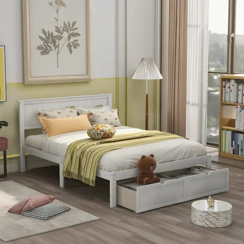 Full Size Platform Bed with Drawers