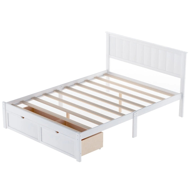 Full Size Platform Bed with Drawers