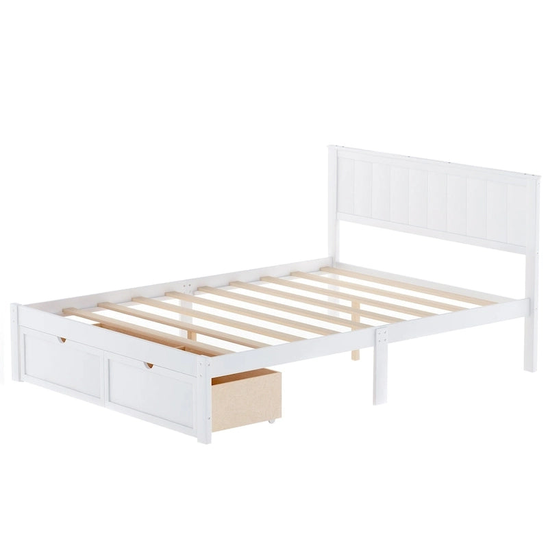 Full Size Platform Bed with Drawers