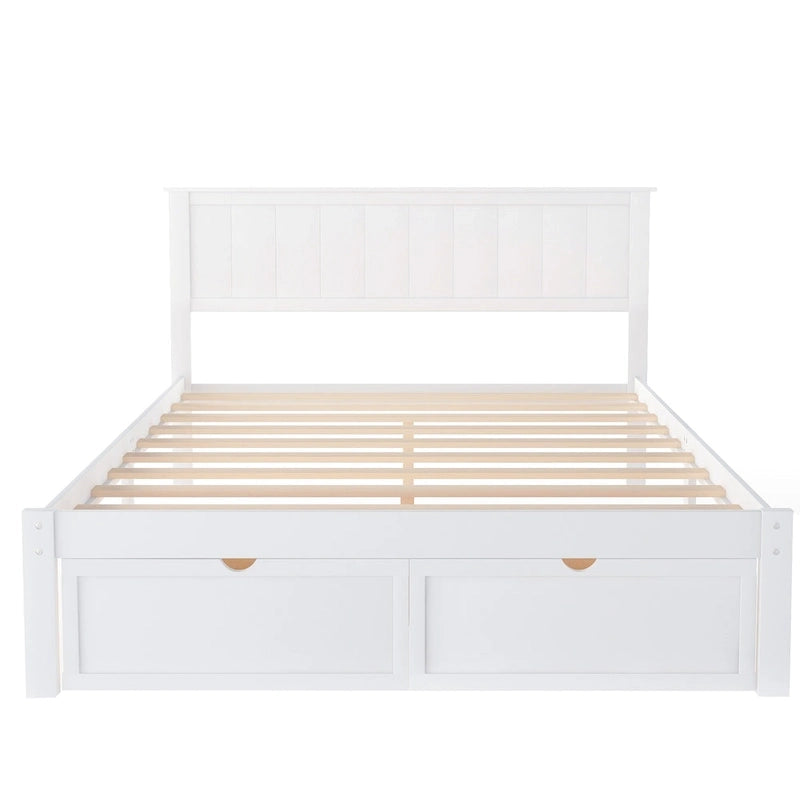 Full Size Platform Bed with Drawers