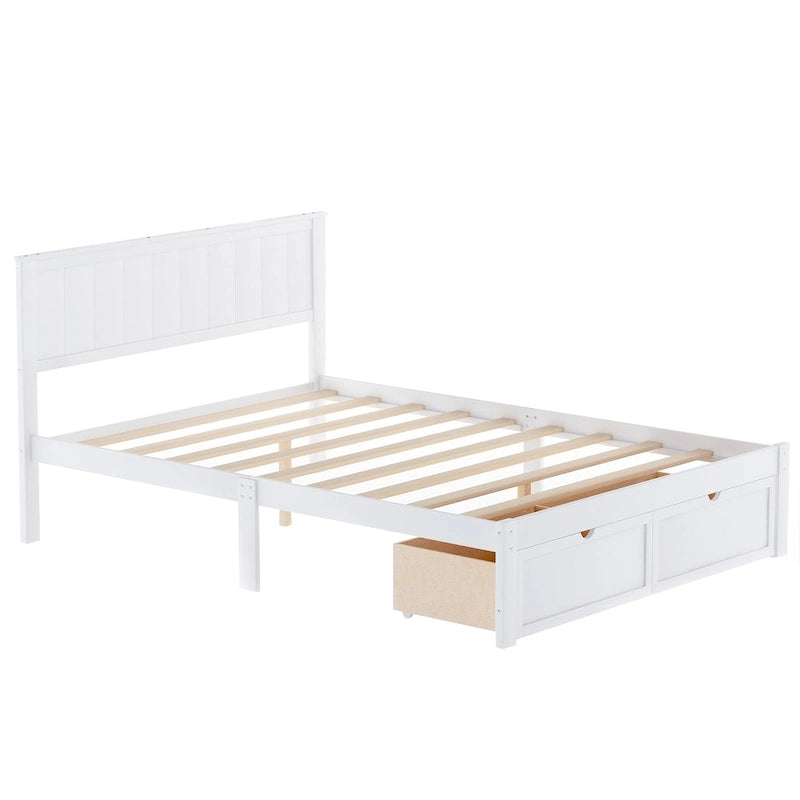 Full Size Platform Bed with Drawers
