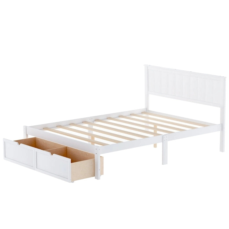 Full Size Platform Bed with Drawers