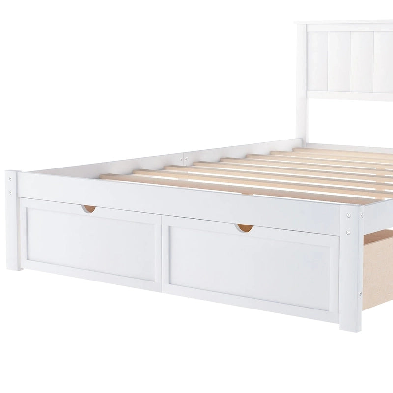 Full Size Platform Bed with Drawers