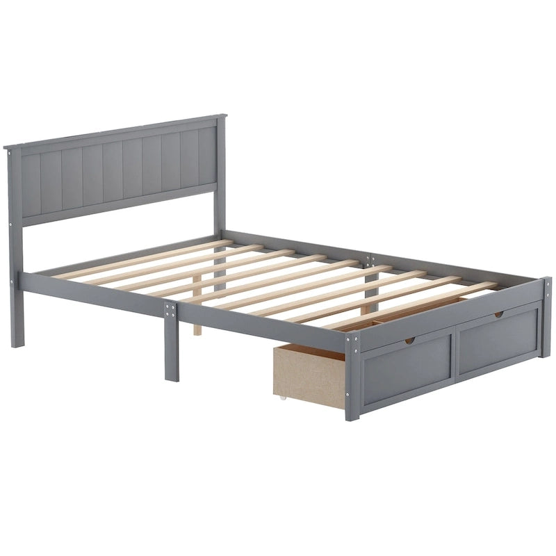 Full Size Platform Bed with Drawers