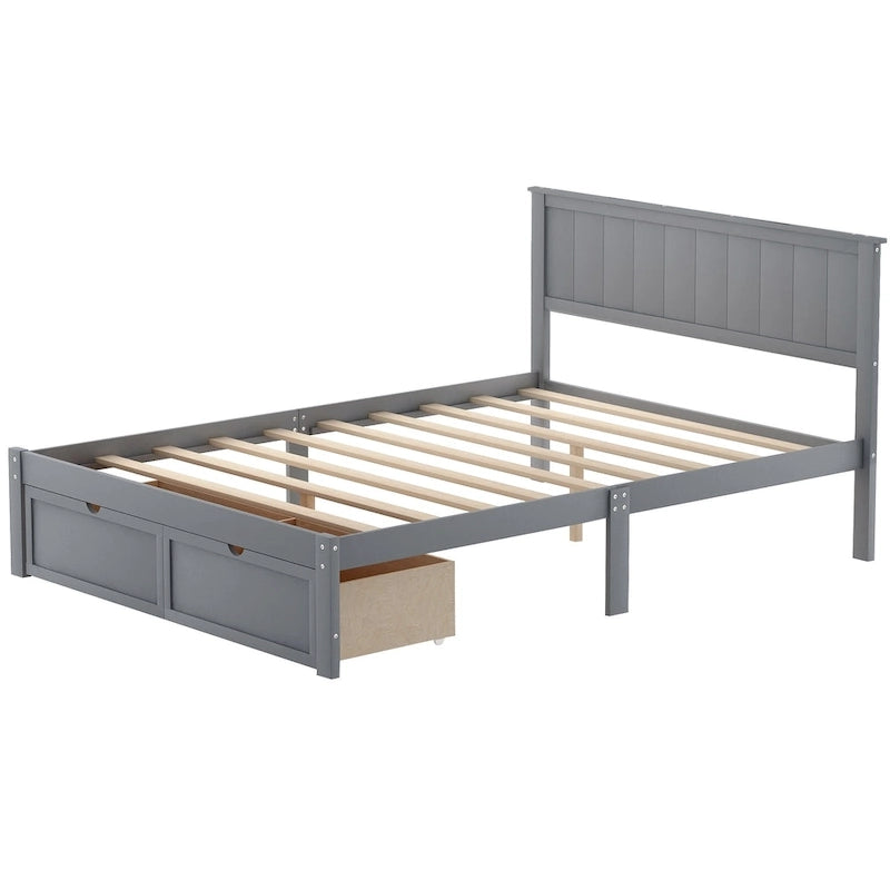 Full Size Platform Bed with Drawers