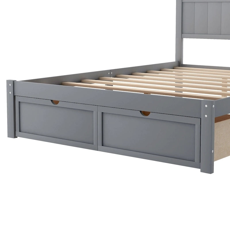 Full Size Platform Bed with Drawers