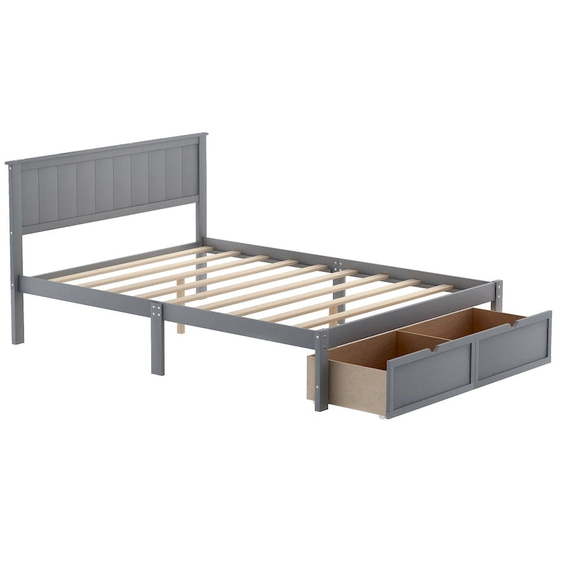 Full Size Platform Bed with Drawers