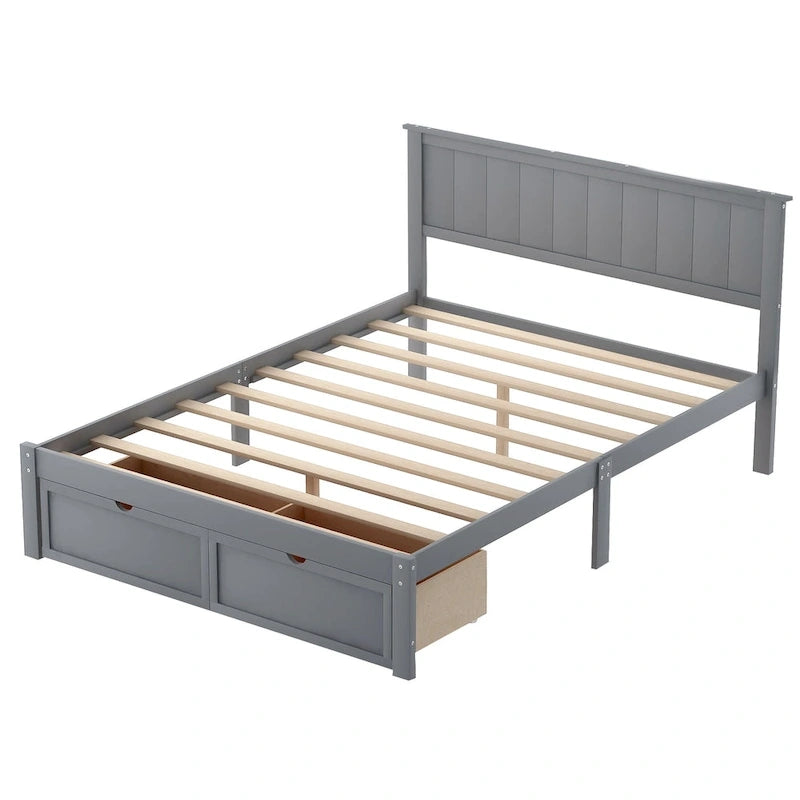 Full Size Platform Bed with Drawers