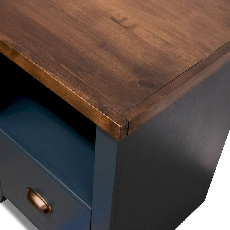 Bridgevine Home Nantucket 22 inch 1-drawer file, No Assembly Required, Blue Denim and Whiskey