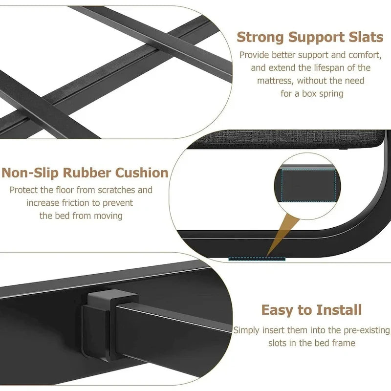 Bed Frame with Upholstered Headboard and Footboard