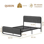Bed Frame with Upholstered Headboard and Footboard