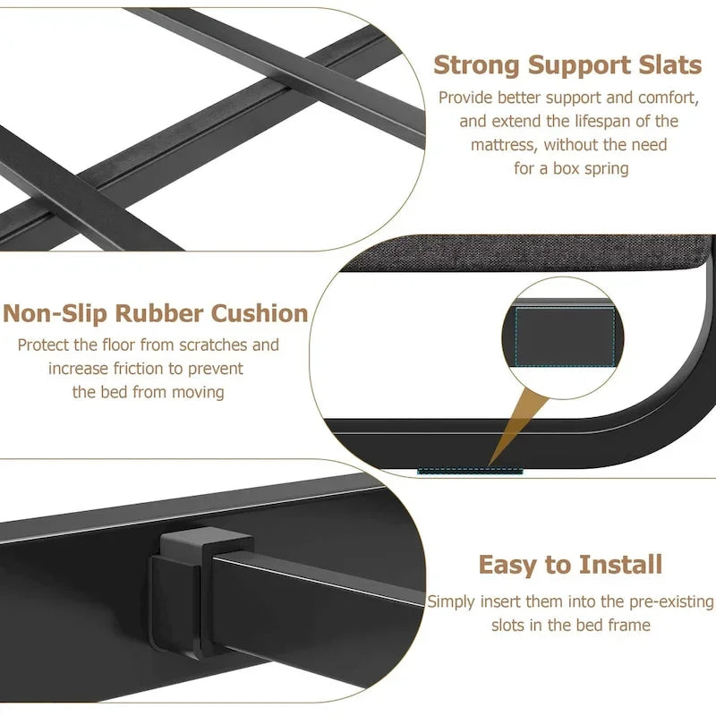 Bed Frame with Upholstered Headboard and Footboard