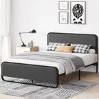 Bed Frame with Upholstered Headboard and Footboard